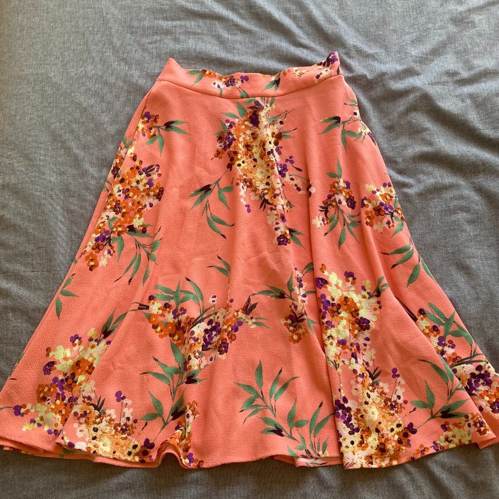 Eva Mendes for New York & Company Floral A-Line Skirt - Coral